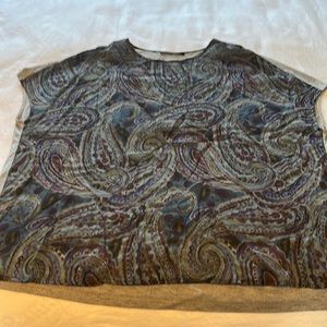 Blue/gray paisley short sleeved blouse size 12. Almost new
